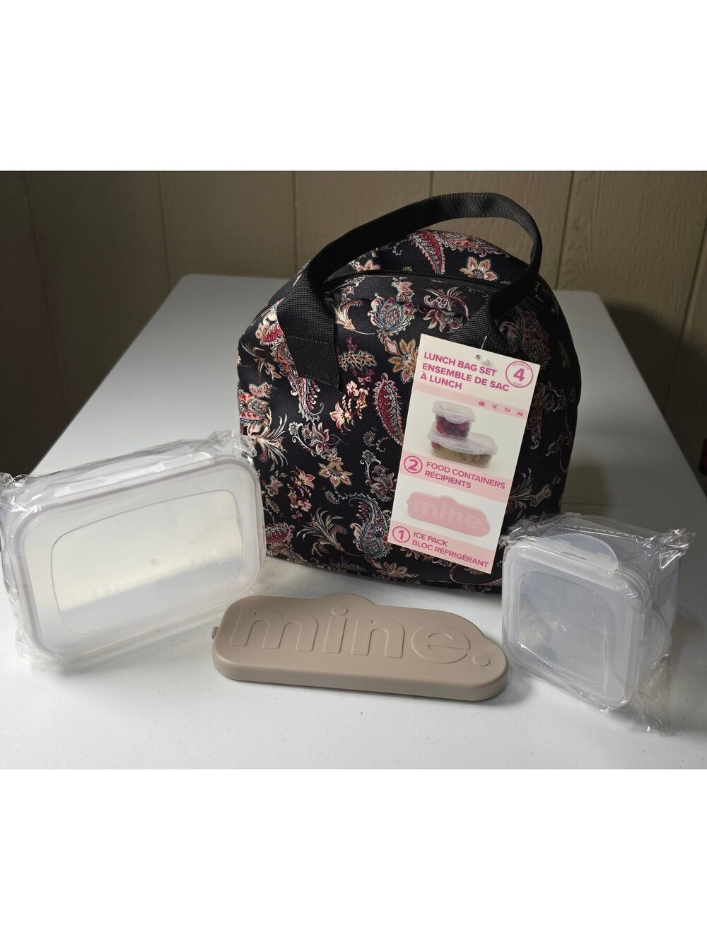 Mine Lunch Bag Set with Two Food Containers and Ice Pack